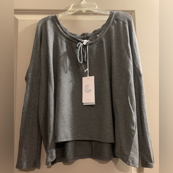 Johnny Was Calme Tunnel Neck Drawstring Crop Sweater in Grey size Small NWT - Picture 9 of 14